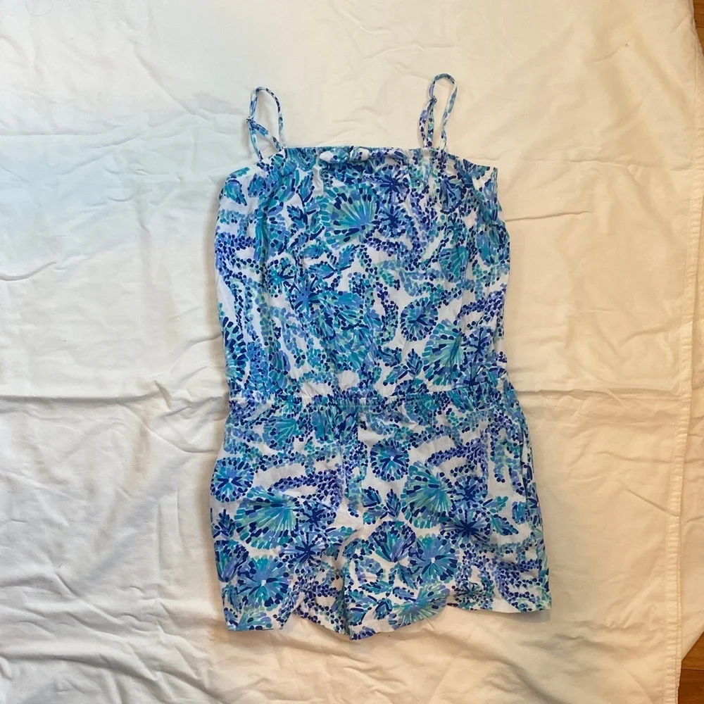 Lilly Pulitzer Blue & Aqua Floral Girls Romper
